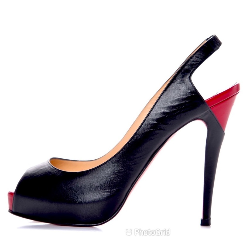 CHRISTIAN LOUBOUTIN 10.5 architek black slingback